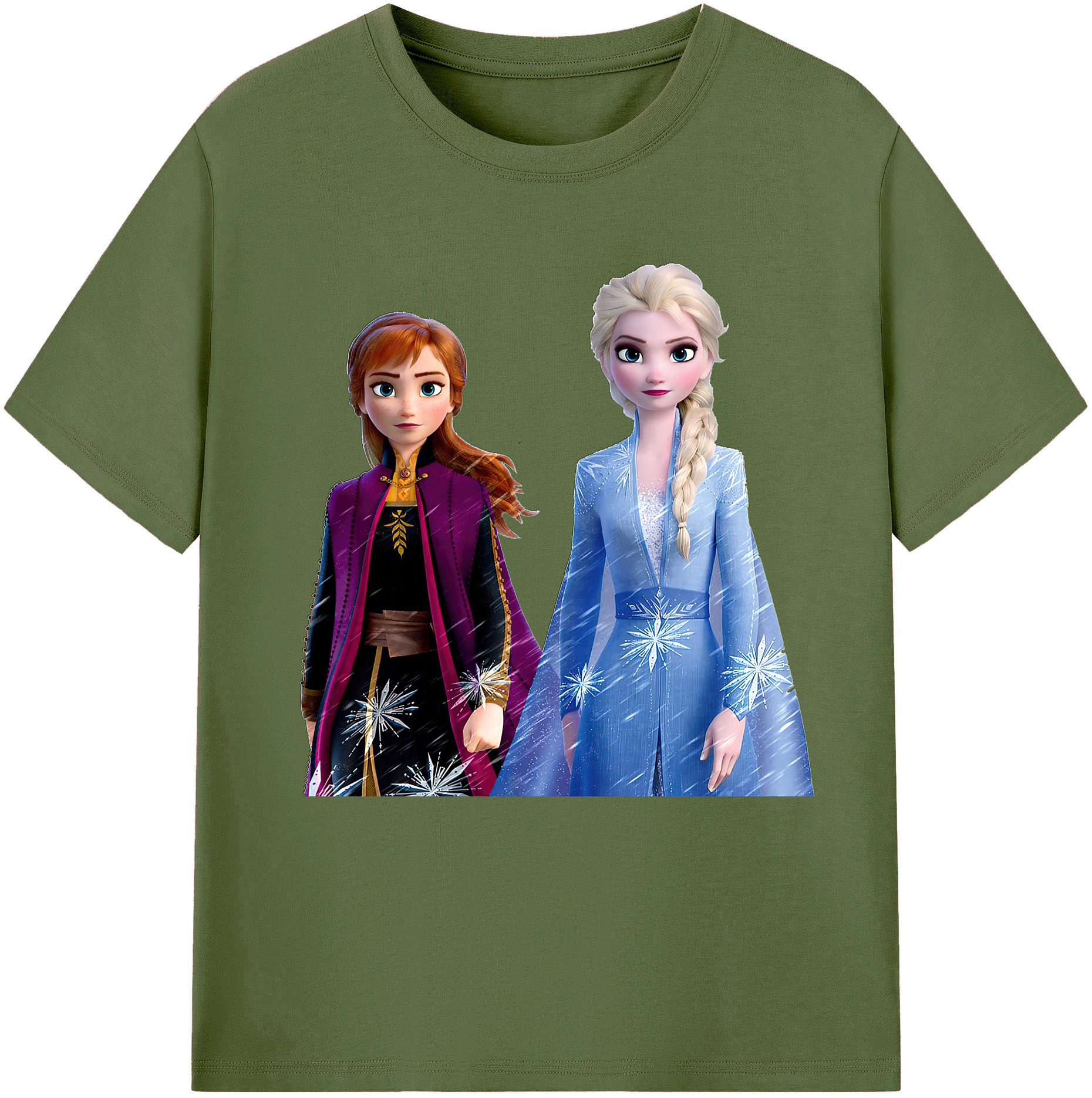 （画像用） アナと雪の女王 アンナ エルサ Frozen Anna Elsa 綿100％半袖Tシャツ（フロントプリント）